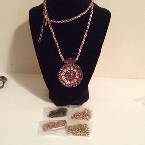 WILDLIFE BY HEIDI KLUM PENDANT NECKLACE PLUS 4 ADDITIONAL CHAINS ROSE GOLD, NIB